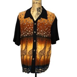 Vintage Safari Giraffe Button Down Shirt 14